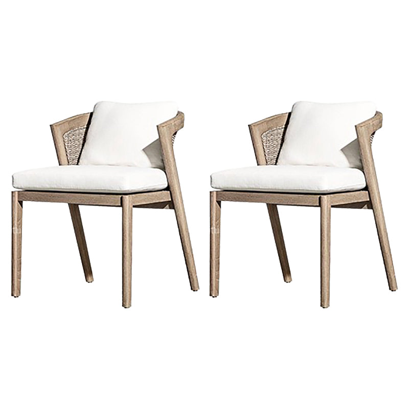 Solid Wood Patio Dining Chair Modern Upholstered Chairs in Brown