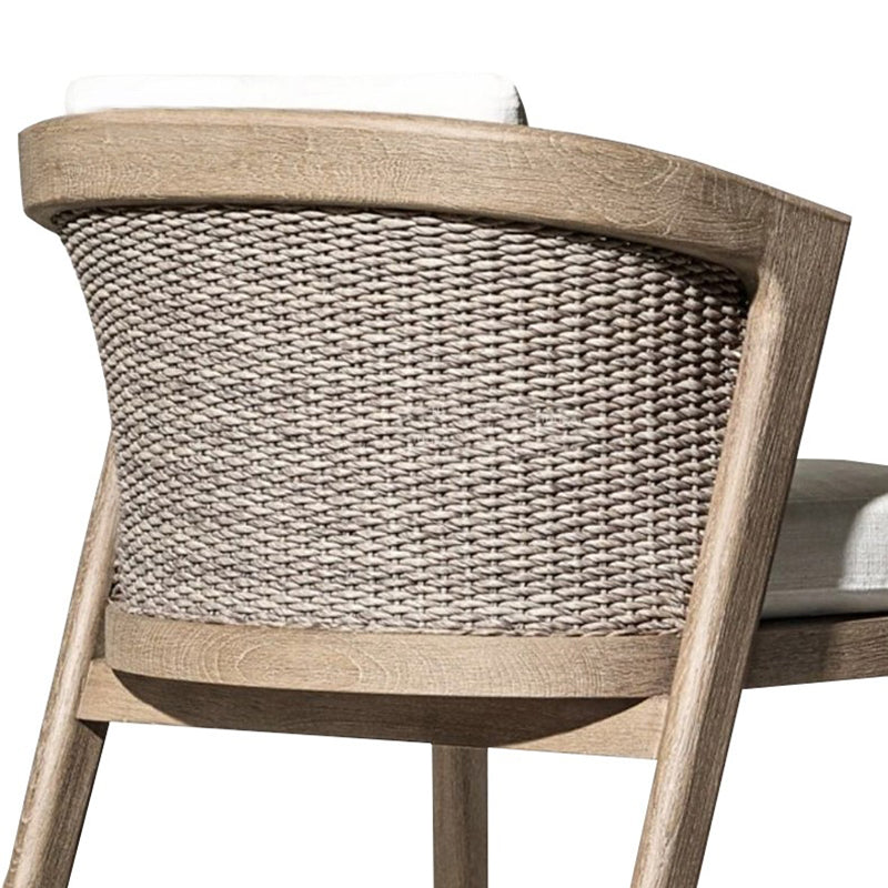 Solid Wood Patio Dining Chair Modern Upholstered Chairs in Brown