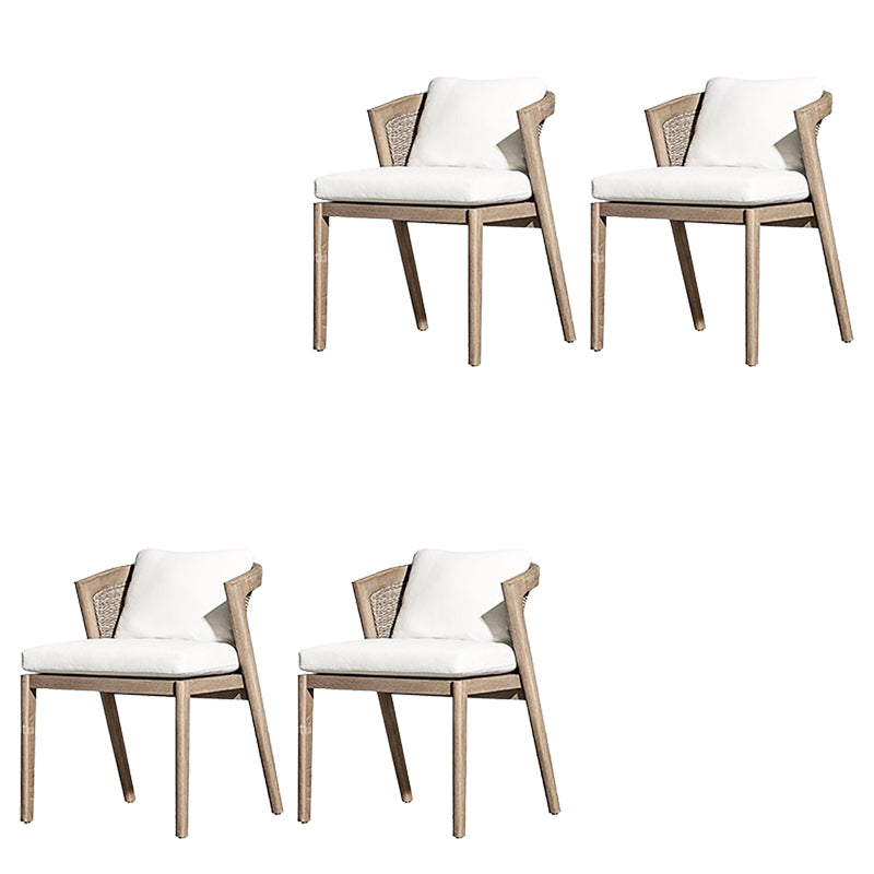 Solid Wood Patio Dining Chair Modern Upholstered Chairs in Brown