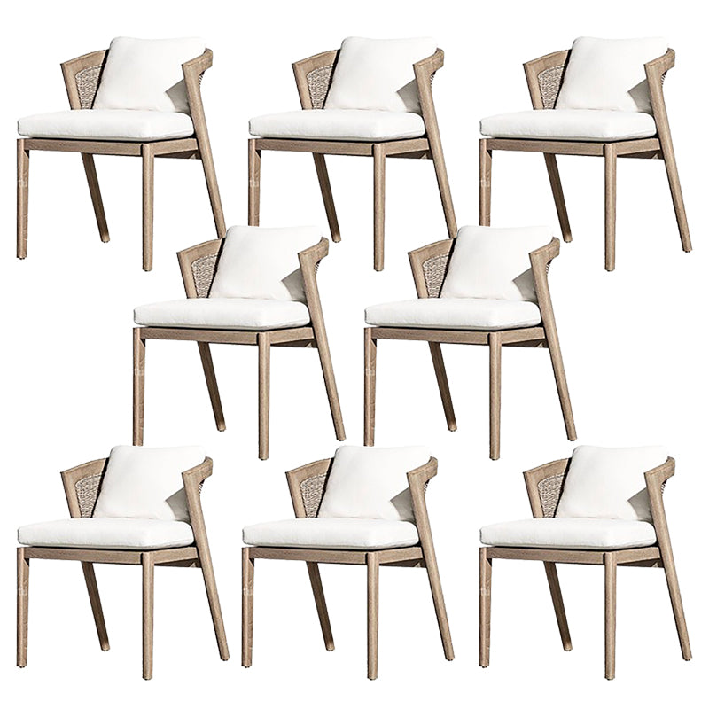 Solid Wood Patio Dining Chair Modern Upholstered Chairs in Brown