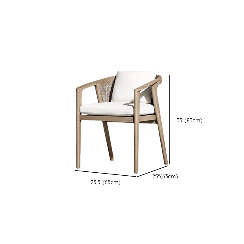 Solid Wood Patio Dining Chair Modern Upholstered Chairs in Brown
