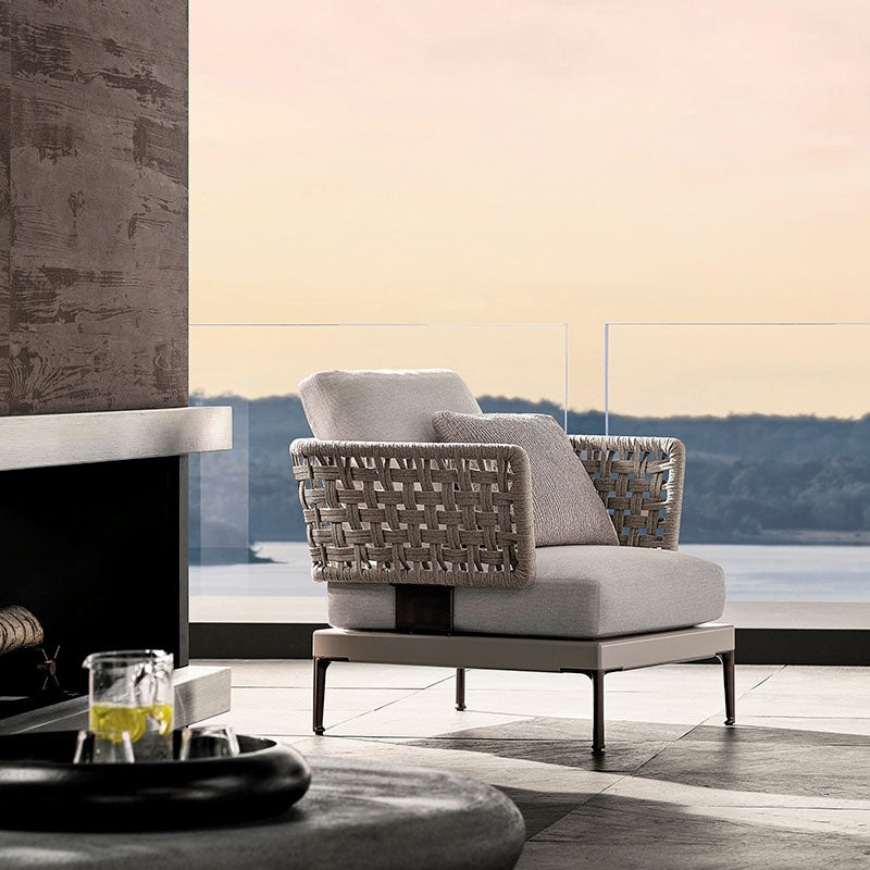 Aluminum Patio Sofa 1 PC UV Resistant Outdoor Patio Sofa with Cushion