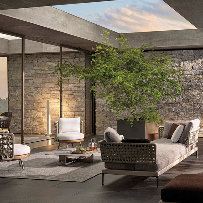 Aluminum Patio Sofa 1 PC UV Resistant Outdoor Patio Sofa with Cushion