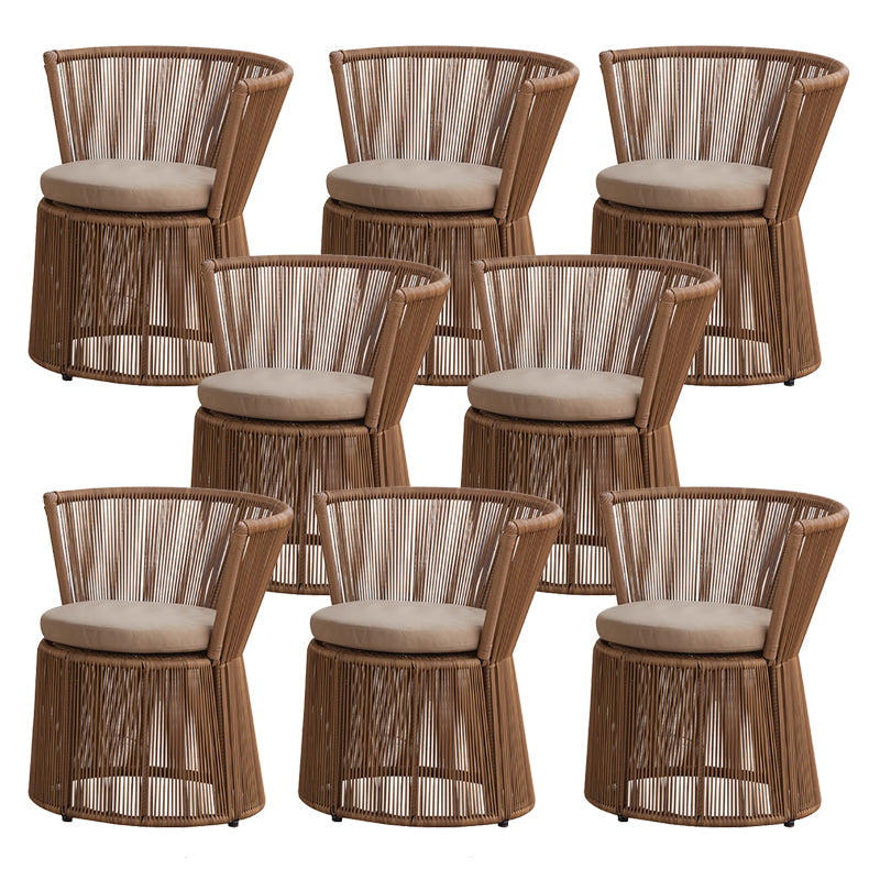 Tropical Outdoor Bistro Chairs Armless Metal Dining Side Chair