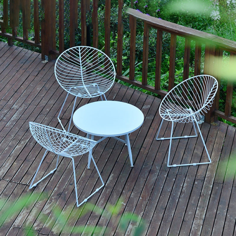 Contemporary Metal Dining Armchair Open Back Patio Dining Armchair