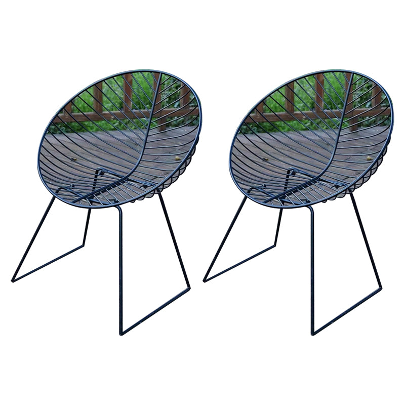 Contemporary Metal Dining Armchair Open Back Patio Dining Armchair