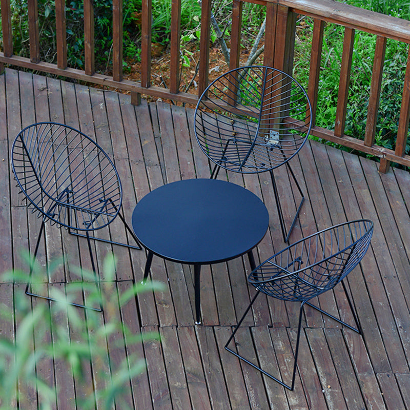 Contemporary Metal Dining Armchair Open Back Patio Dining Armchair
