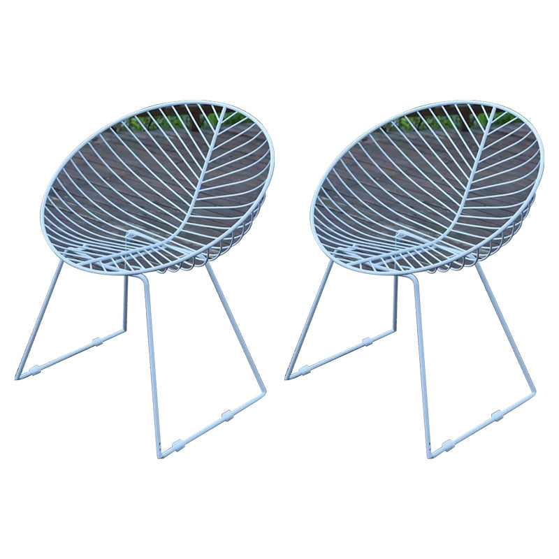 Contemporary Metal Dining Armchair Open Back Patio Dining Armchair