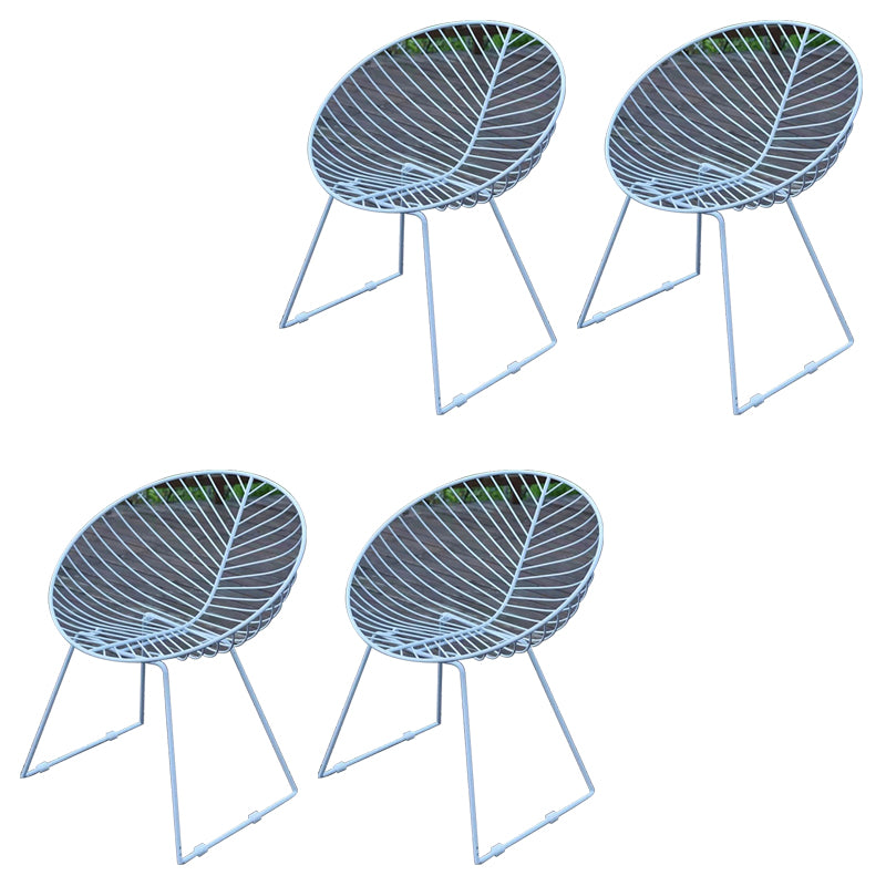 Contemporary Metal Dining Armchair Open Back Patio Dining Armchair