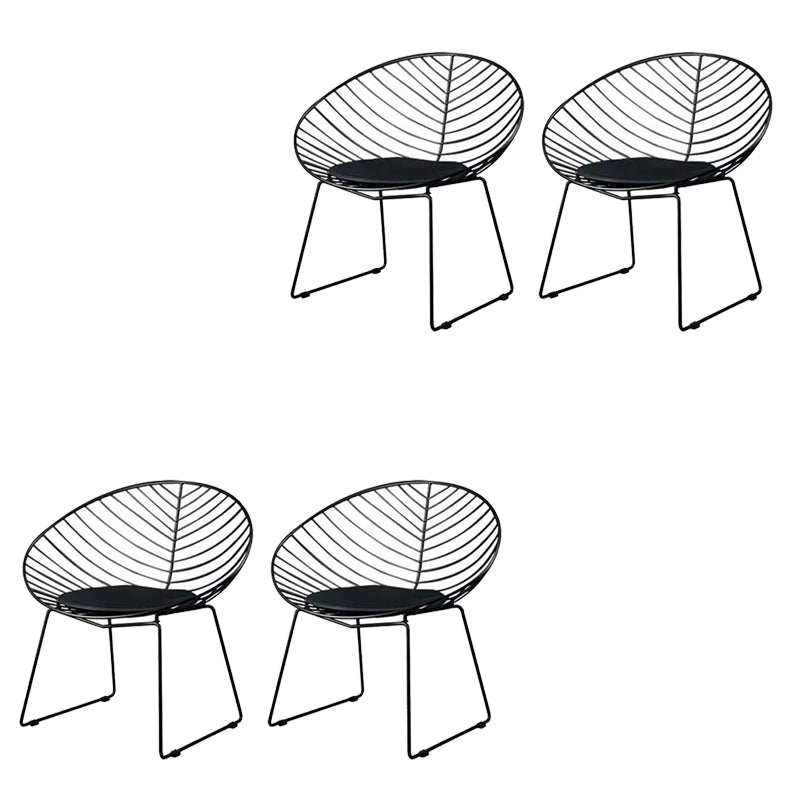 Metal Black/White Outdoors Dining Chairs Open Back Armed Chairs
