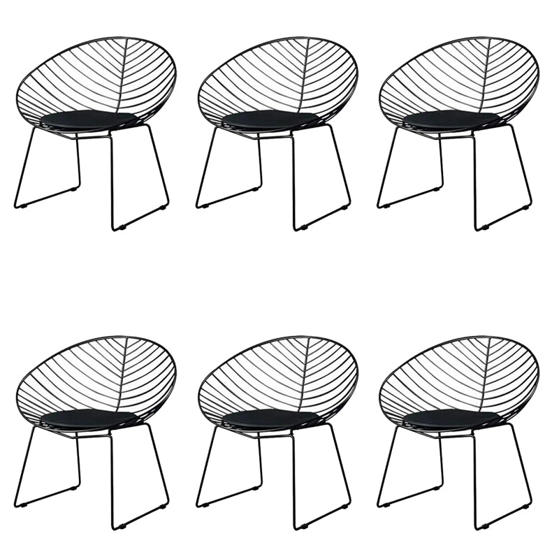 Metal Black/White Outdoors Dining Chairs Open Back Armed Chairs