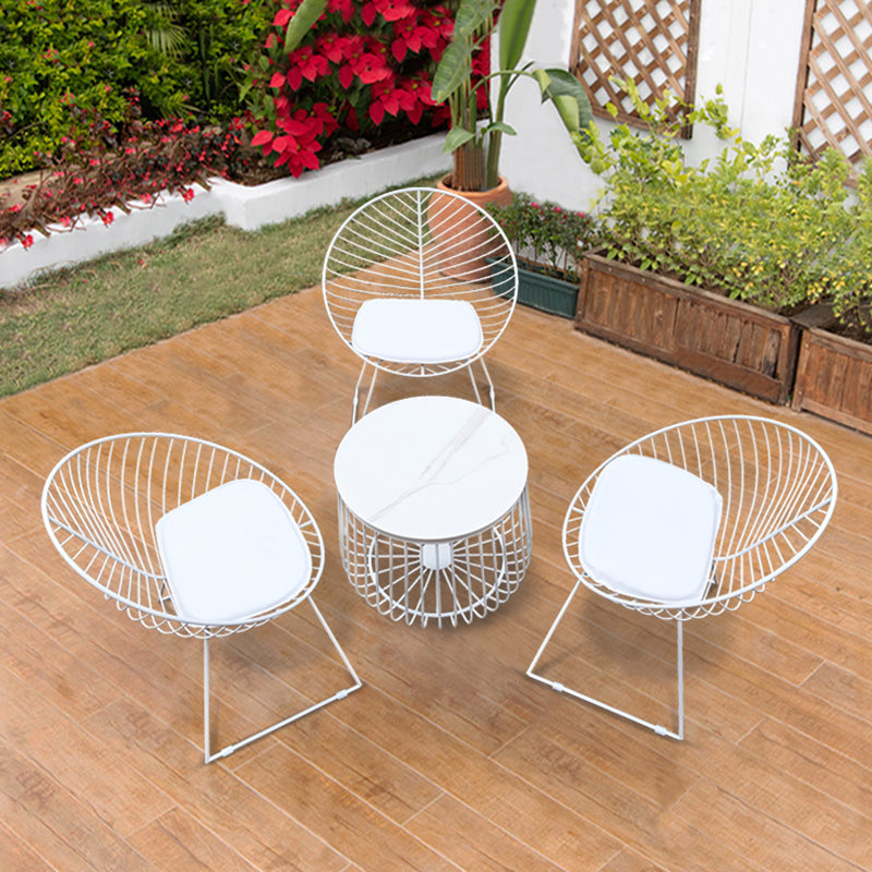 Metal Black/White Outdoors Dining Chairs Open Back Armed Chairs