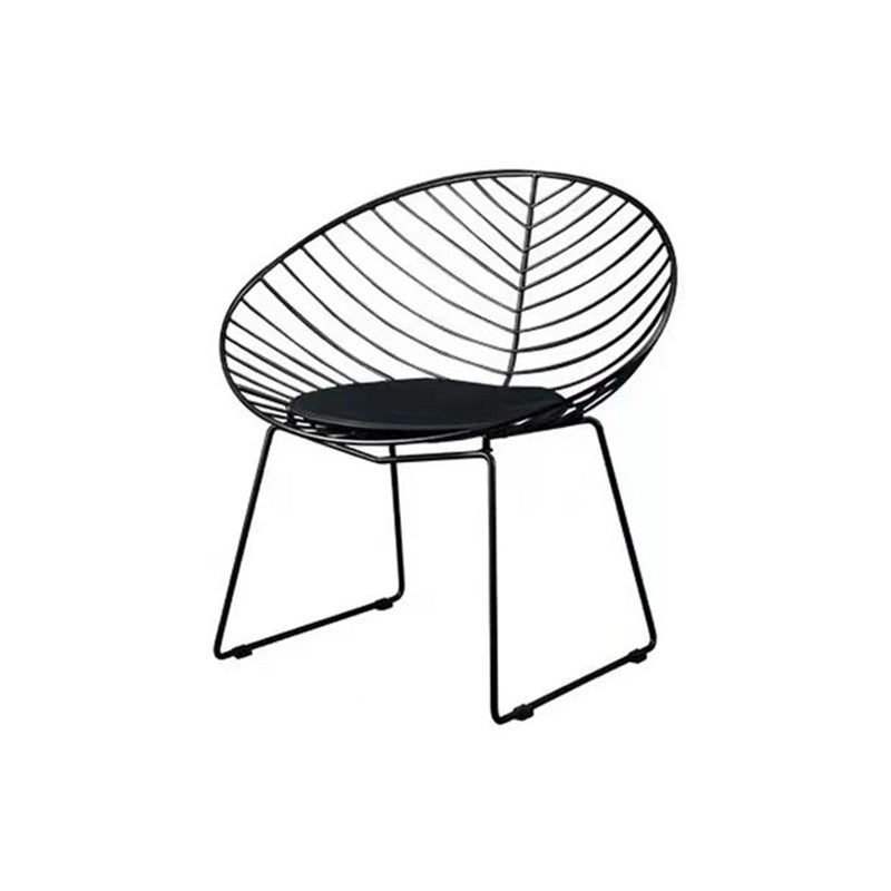 Metal Black/White Outdoors Dining Chairs Open Back Armed Chairs