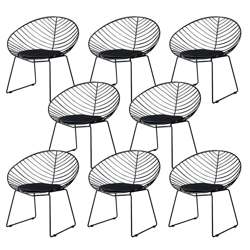 Metal Black/White Outdoors Dining Chairs Open Back Armed Chairs