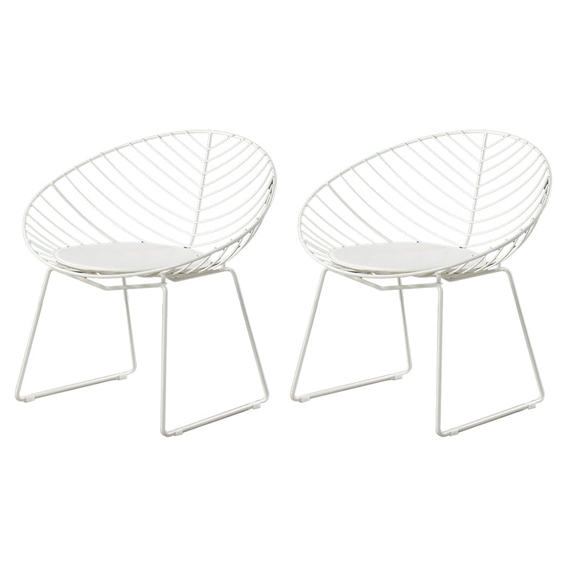 Metal Black/White Outdoors Dining Chairs Open Back Armed Chairs