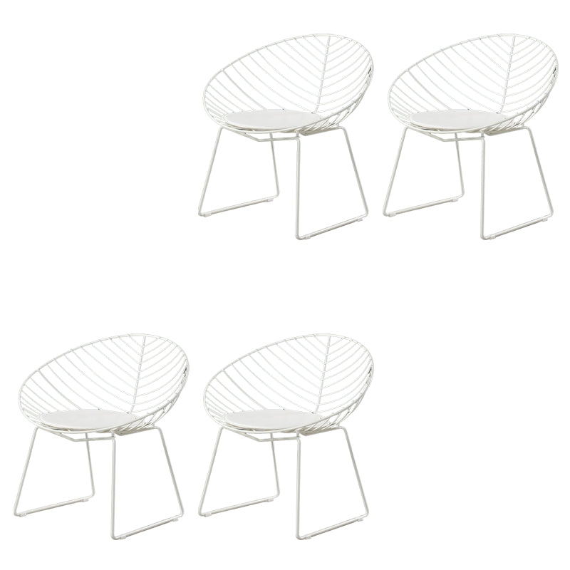 Metal Black/White Outdoors Dining Chairs Open Back Armed Chairs