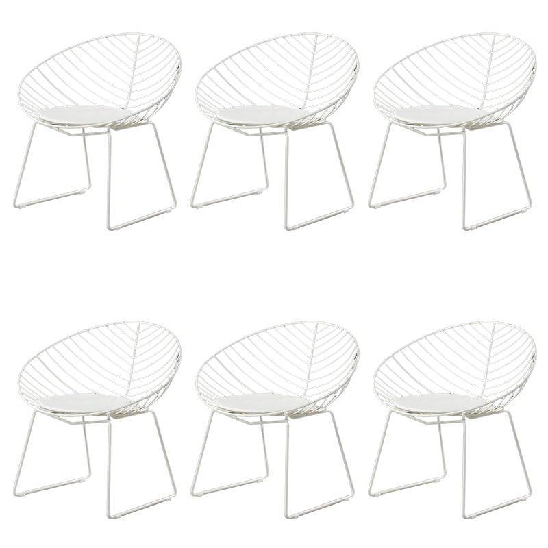 Metal Black/White Outdoors Dining Chairs Open Back Armed Chairs