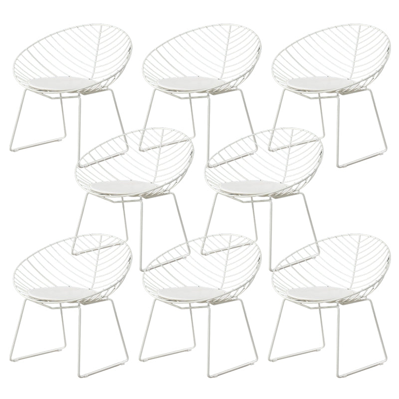 Metal Black/White Outdoors Dining Chairs Open Back Armed Chairs