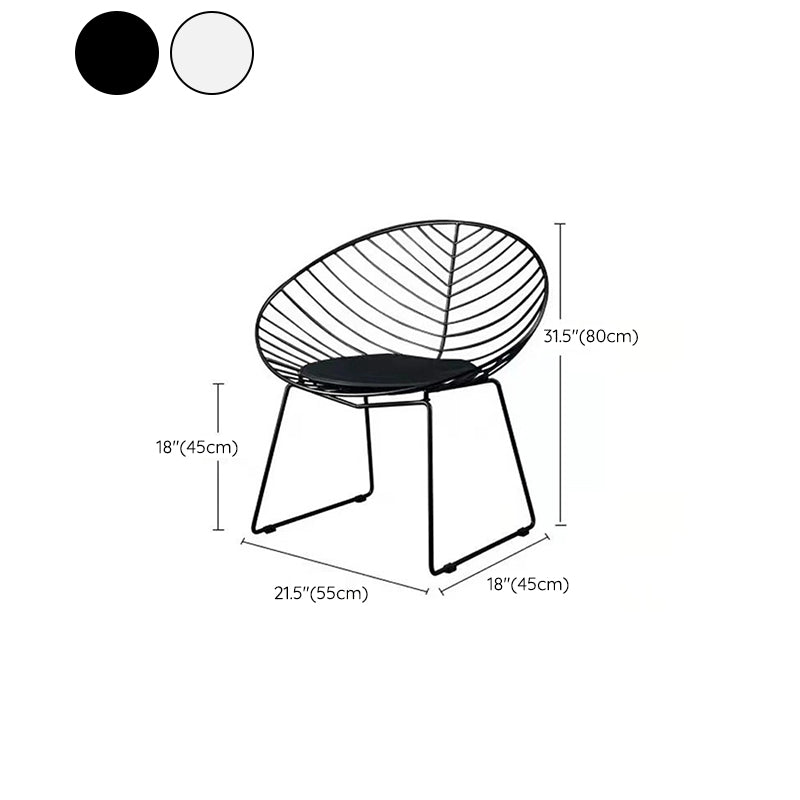 Metal Black/White Outdoors Dining Chairs Open Back Armed Chairs