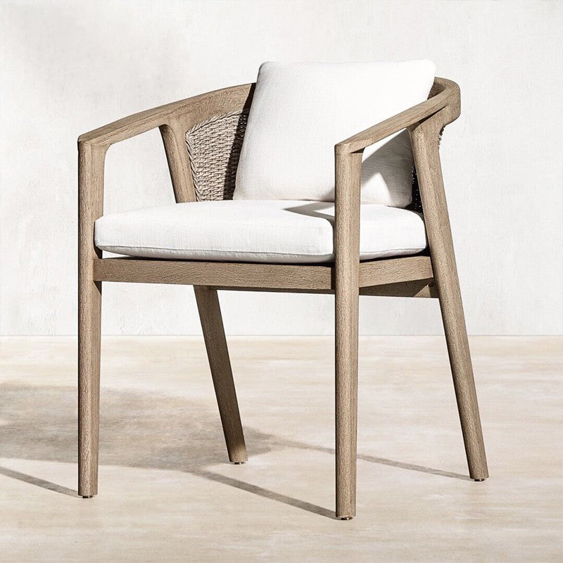 Contemporary Teak Patio Dining Chair Upholstered Outdoor Chair