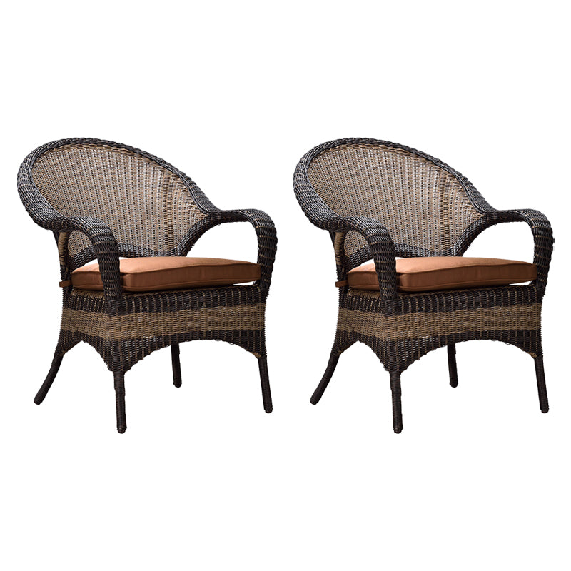 Tropical Rattan Patio Dining Armchair with Arm Brown Dining Armchair