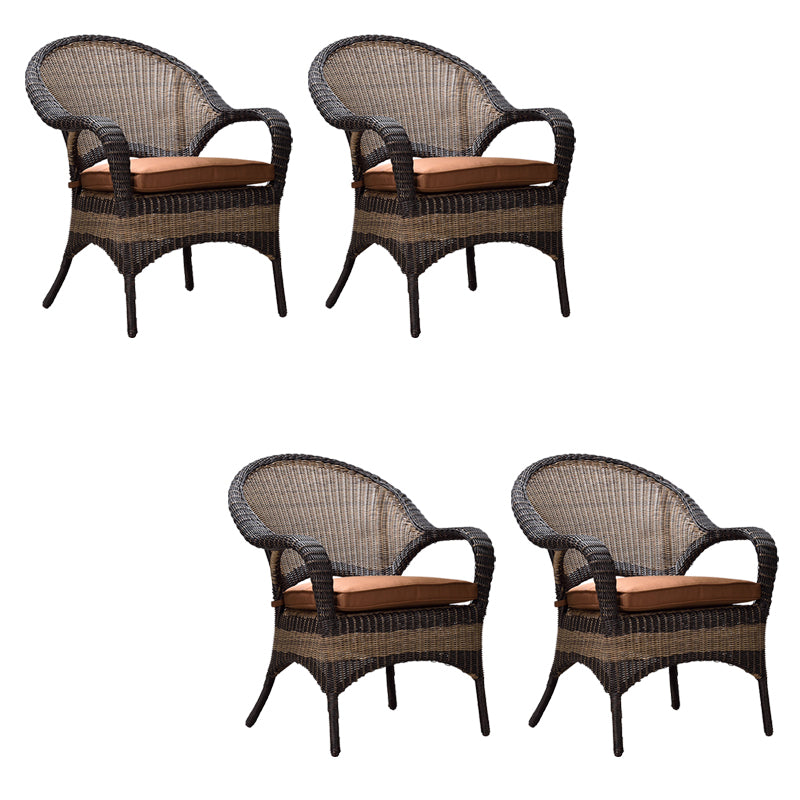 Tropical Rattan Patio Dining Armchair with Arm Brown Dining Armchair