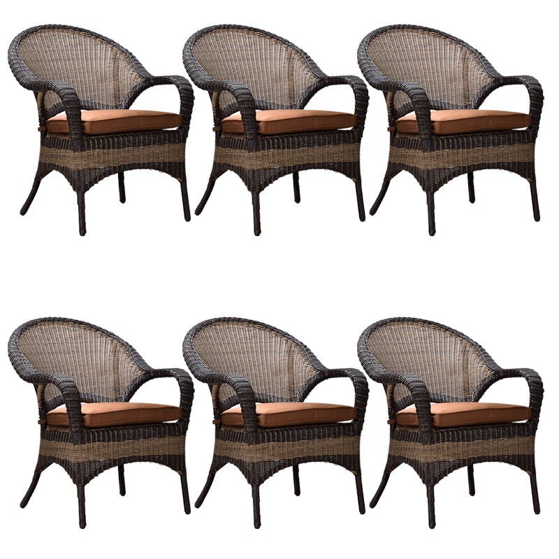 Tropical Rattan Patio Dining Armchair with Arm Brown Dining Armchair