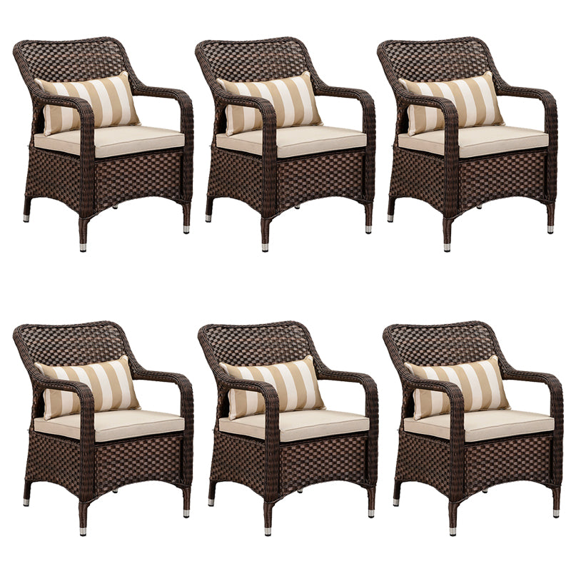 Tropical Rattan Patio Dining Armchair with Arm Brown Dining Armchair