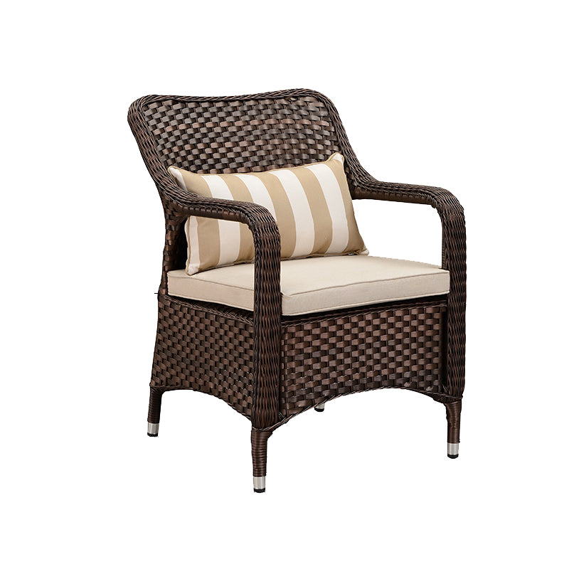 Tropical Rattan Patio Dining Armchair with Arm Brown Dining Armchair