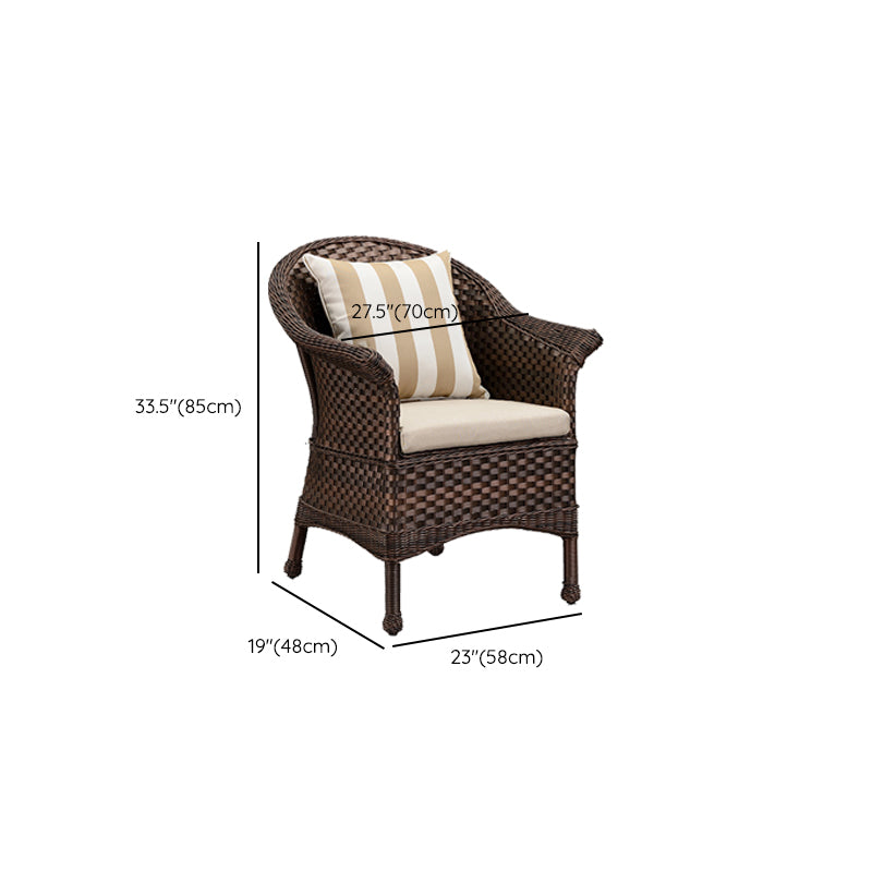 Tropical Rattan Patio Dining Armchair with Arm Brown Dining Armchair