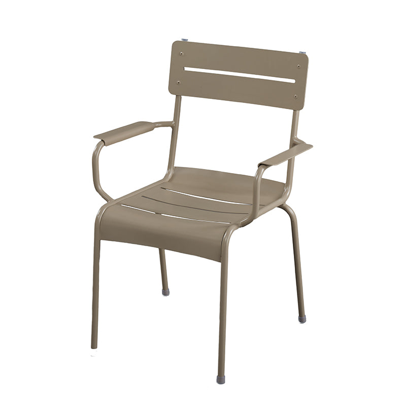 Modern Patio Dining Armchair Aluminum Open Back With Arm Outdoor Bistro Chairs