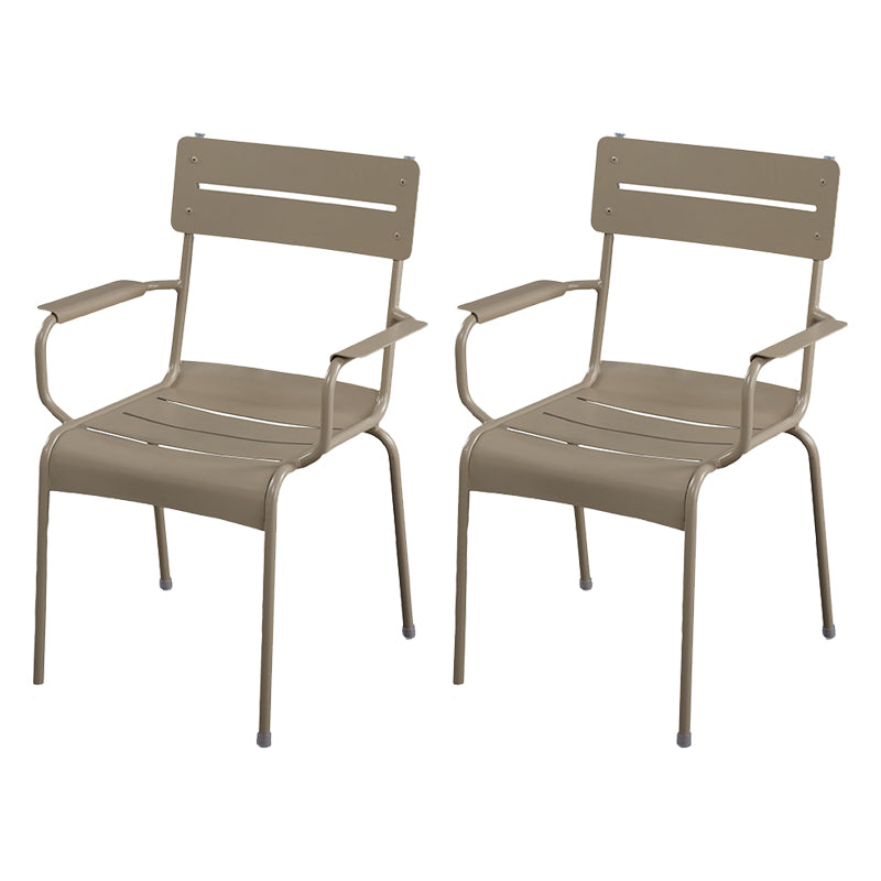 Modern Patio Dining Armchair Aluminum Open Back With Arm Outdoor Bistro Chairs