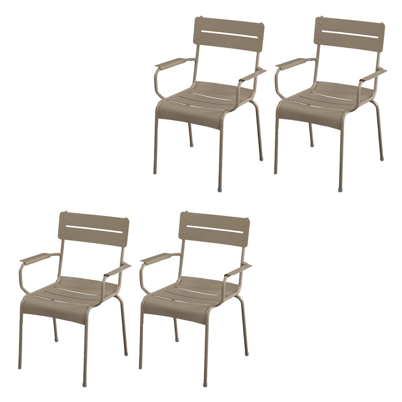 Modern Patio Dining Armchair Aluminum Open Back With Arm Outdoor Bistro Chairs