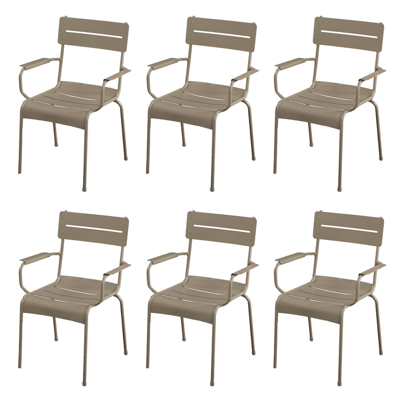 Modern Patio Dining Armchair Aluminum Open Back With Arm Outdoor Bistro Chairs