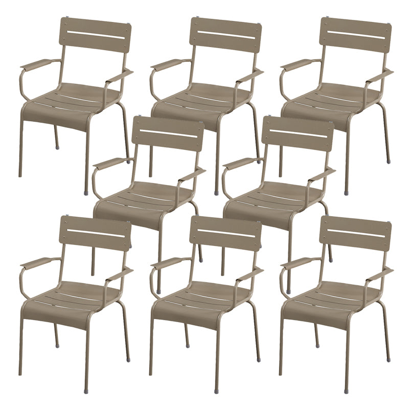 Modern Patio Dining Armchair Aluminum Open Back With Arm Outdoor Bistro Chairs