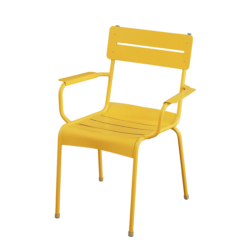 Modern Patio Dining Armchair Aluminum Open Back With Arm Outdoor Bistro Chairs