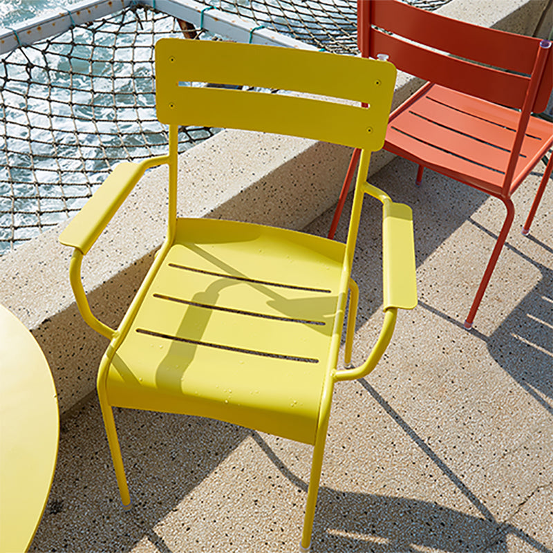 Modern Patio Dining Armchair Aluminum Open Back With Arm Outdoor Bistro Chairs