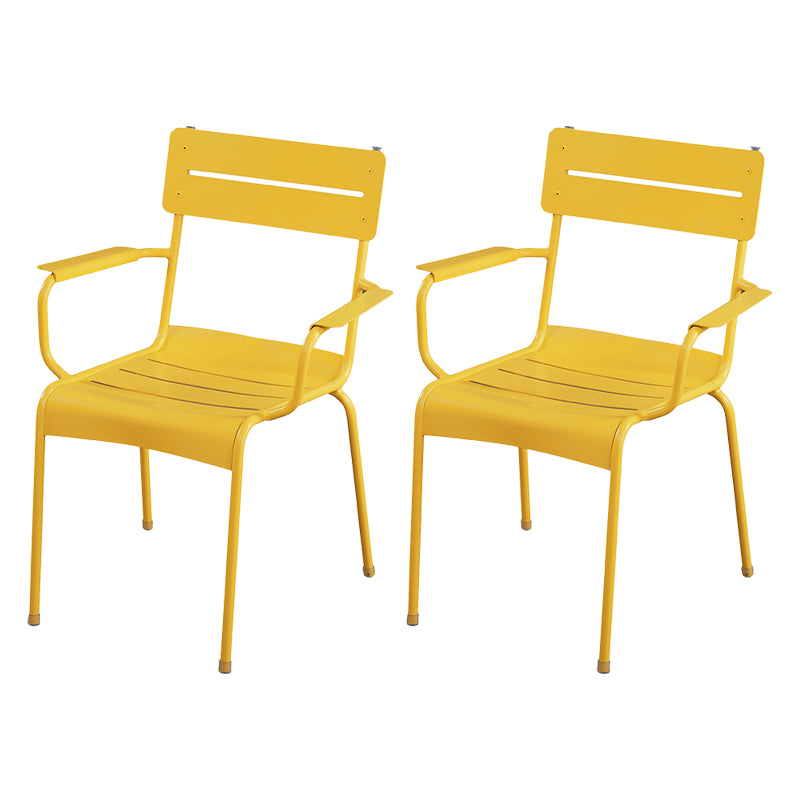 Modern Patio Dining Armchair Aluminum Open Back With Arm Outdoor Bistro Chairs
