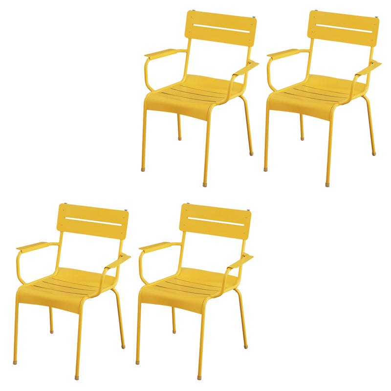 Modern Patio Dining Armchair Aluminum Open Back With Arm Outdoor Bistro Chairs
