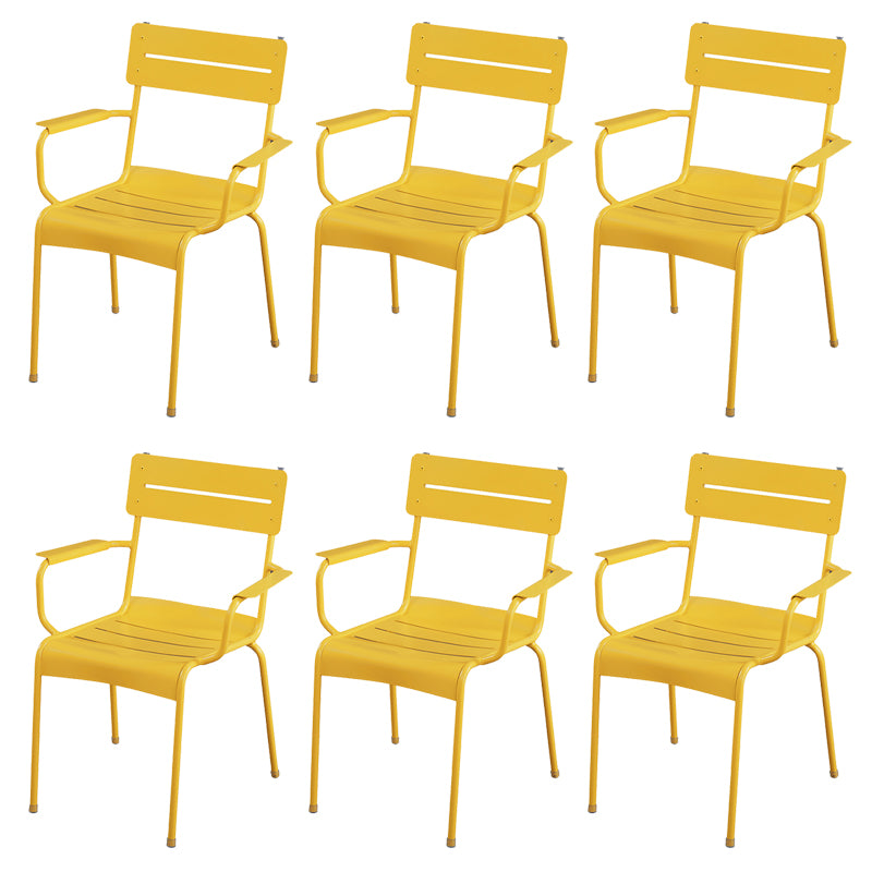 Modern Patio Dining Armchair Aluminum Open Back With Arm Outdoor Bistro Chairs