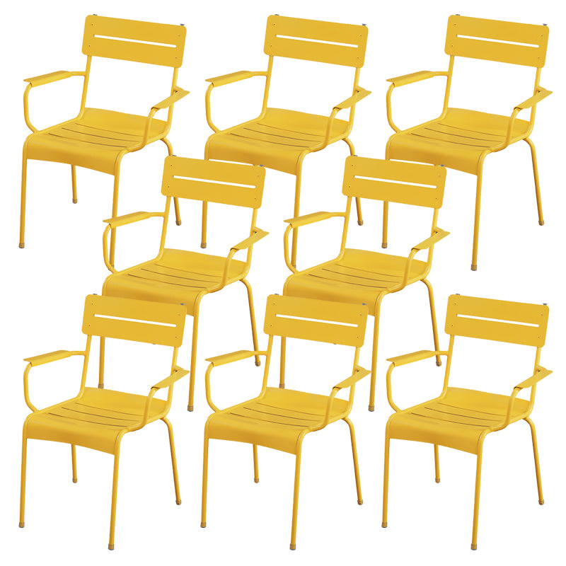 Modern Patio Dining Armchair Aluminum Open Back With Arm Outdoor Bistro Chairs