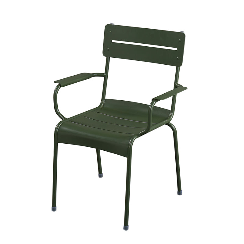 Modern Patio Dining Armchair Aluminum Open Back With Arm Outdoor Bistro Chairs