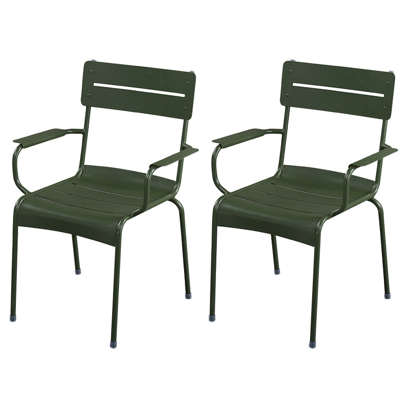 Modern Patio Dining Armchair Aluminum Open Back With Arm Outdoor Bistro Chairs