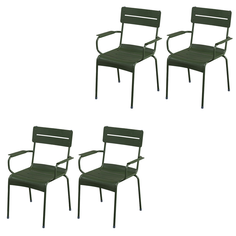Modern Patio Dining Armchair Aluminum Open Back With Arm Outdoor Bistro Chairs