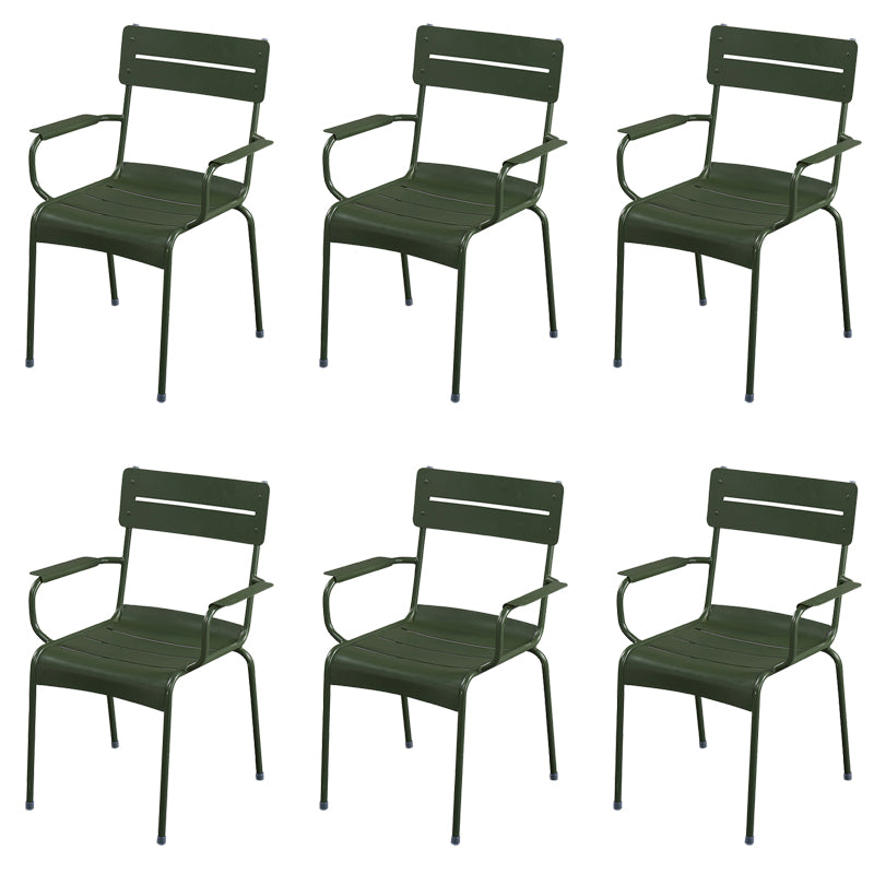 Modern Patio Dining Armchair Aluminum Open Back With Arm Outdoor Bistro Chairs