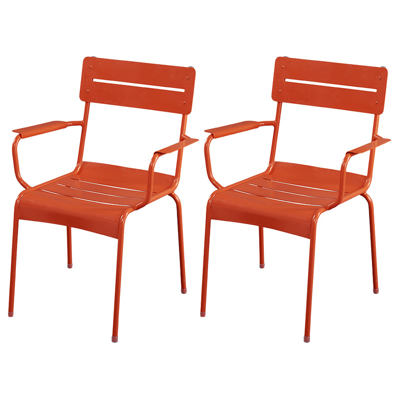 Modern Patio Dining Armchair Aluminum Open Back With Arm Outdoor Bistro Chairs