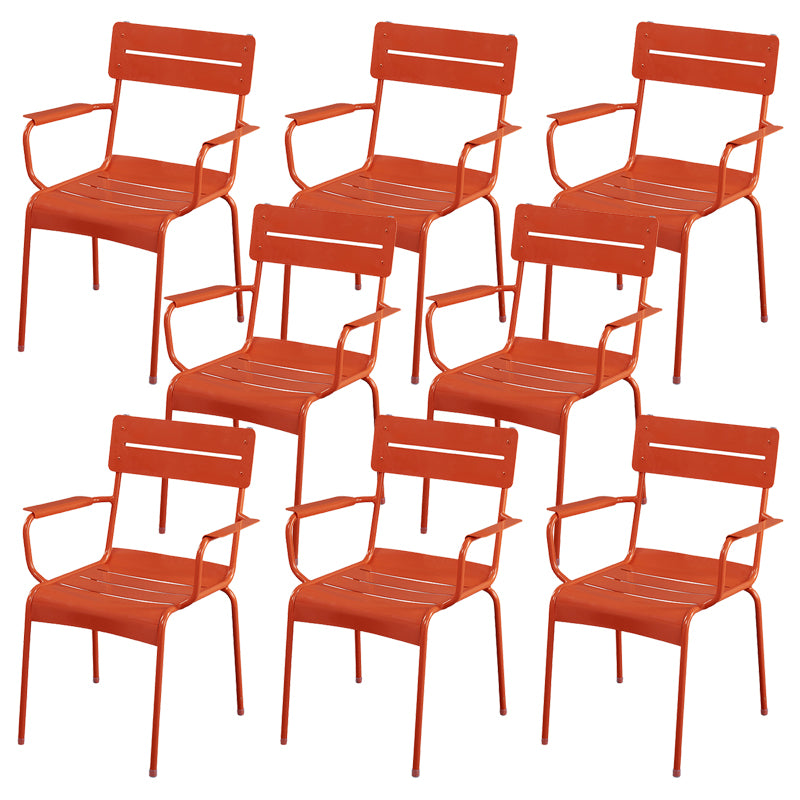 Modern Patio Dining Armchair Aluminum Open Back With Arm Outdoor Bistro Chairs