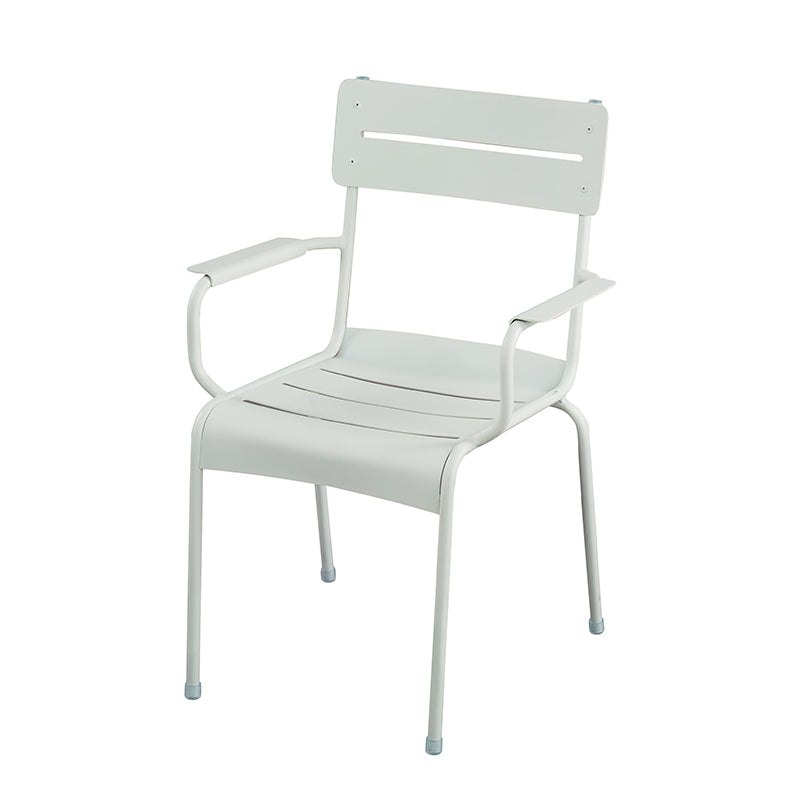 Modern Patio Dining Armchair Aluminum Open Back With Arm Outdoor Bistro Chairs