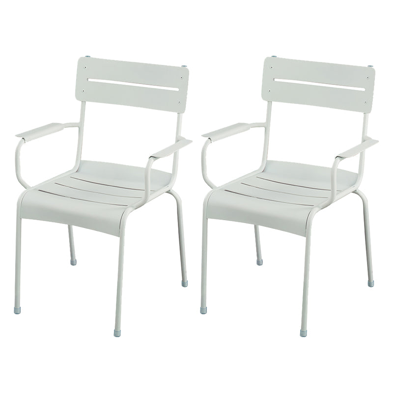 Modern Patio Dining Armchair Aluminum Open Back With Arm Outdoor Bistro Chairs