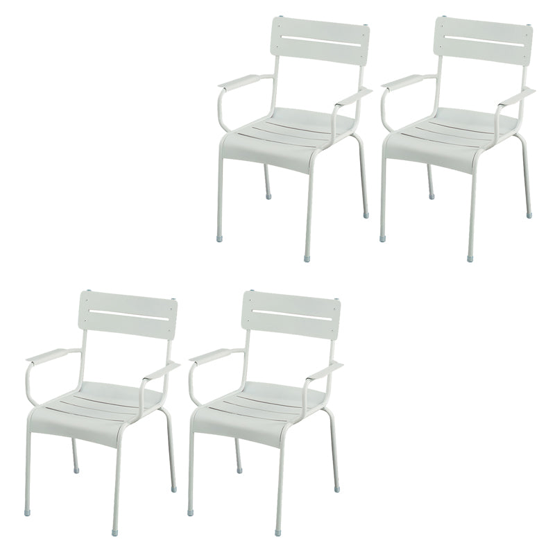 Modern Patio Dining Armchair Aluminum Open Back With Arm Outdoor Bistro Chairs